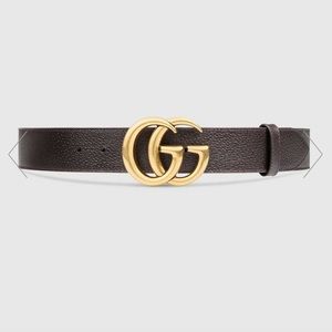 Gucci Double G Dark Brown Leather Belt